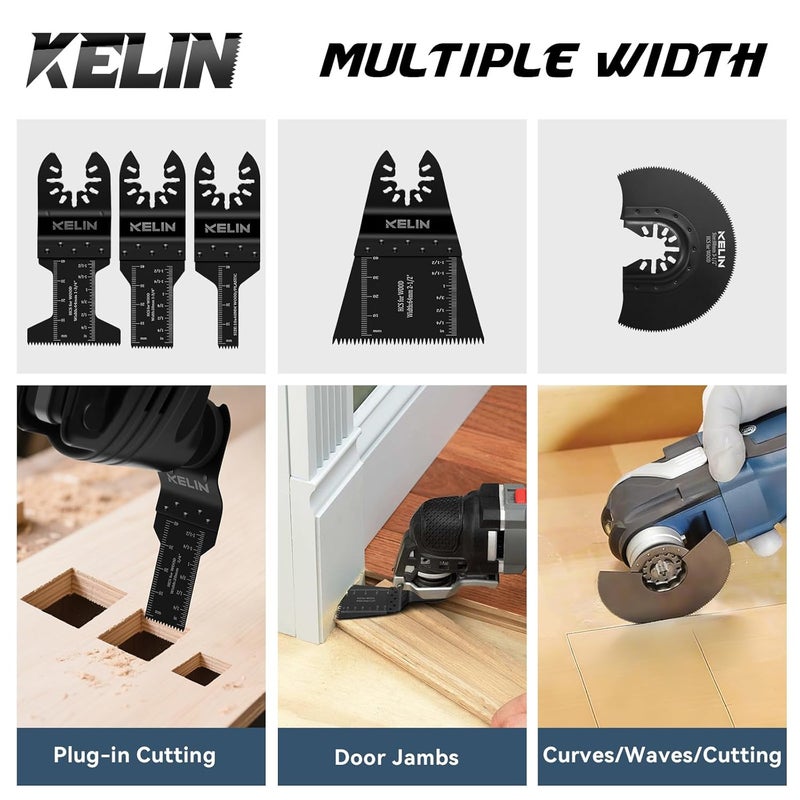 KELIN 120 PCS Multitool Blade Kits Cutting and Sandpaper Oscillating Tool Accessories Universal Oscillating Saw Blades, 11 Types Blades Compatible with Dewalt Bosch Dremel Milwaukee - Image 5